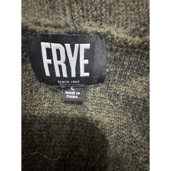 Frye Aztec Frye Cardigan Olive Green Black Open Front Knit Duster Sweater - Picture 5 of 8